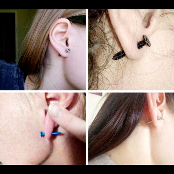 🔩Screwed Stainless Steel PhilipsHead Faux Gauge Piercing Earring Punk Aesthetic - Picture 3 of 7